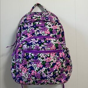 Vera Bradley Flower Garden Campus Essential Backpack Pink Purple Floral Like New